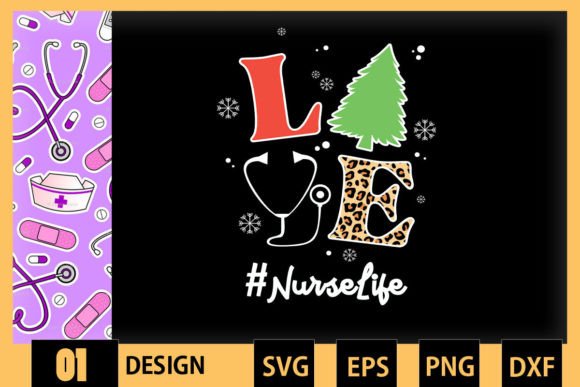 LOVE Nurse Life Christmas Graphics for Crafts
