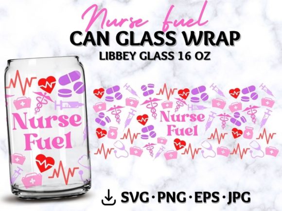 Nurse Fuel Libbey Can Glass: Crafts Graphics