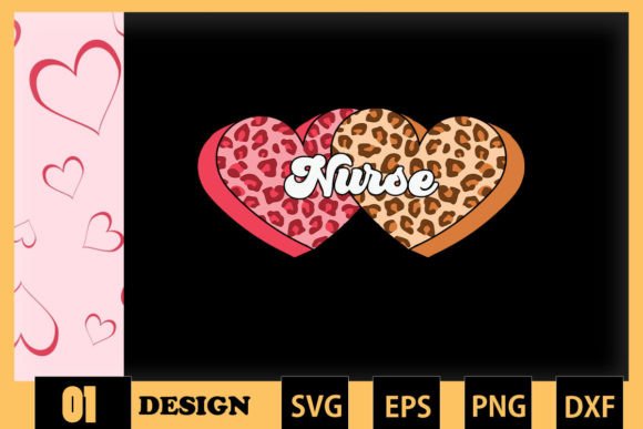 Nurse Hearts Leopard Valentine Graphics for Crafts