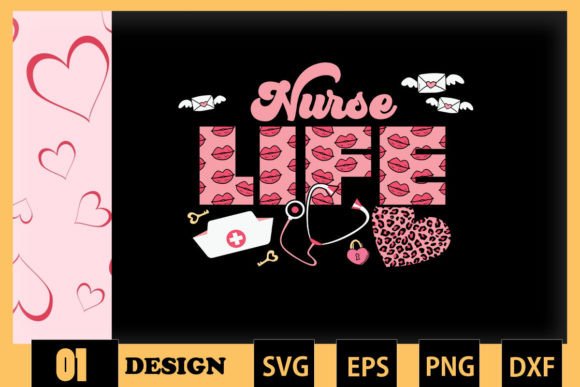 Nurse Life Valentine Leopard Graphics for Crafts