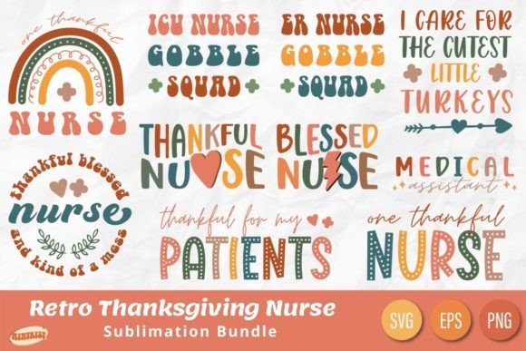 Retro Thanksgiving Nurse Graphics for Crafts